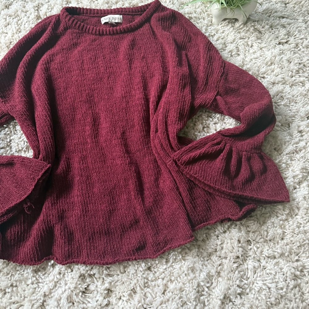 Knox rose vintage soft Burgundy bell sleeve sweater
